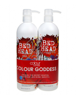 Tigi - Bed Head Combat Colour Goddess Shampoo Női dekoratív kozmetikum Set (Ajándék szett) 750ml Bed Head Combat Colour Goddess Sampon + 750ml Combat Colour Goddess Kondicionáló, Kondicionáló és Sampon barna hajra