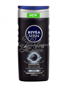 Nivea - Men Active Clean Shower Gel Férfi dekoratív kozmetikum Tusfürdő gél testre, arcra és hajra 250ml
